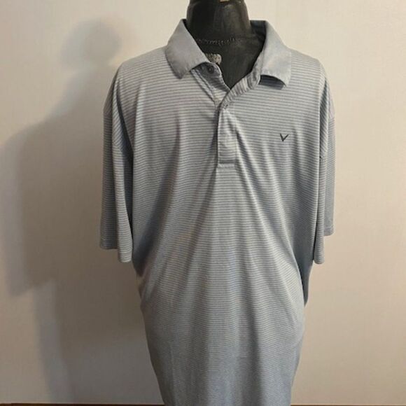 Callaway Golf Gray/White Stripe Opti Dri Polo, size XXL - Picture 1 of 3